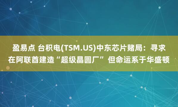 盈易点 台积电(TSM.US)中东芯片赌局：寻求在阿联酋建造“超级晶圆厂” 但命运系于华盛顿