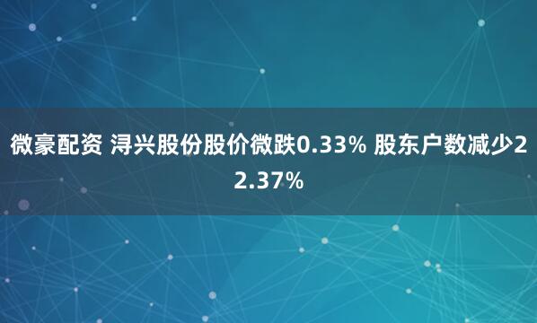 微豪配资 浔兴股份股价微跌0.33% 股东户数减少22.37%