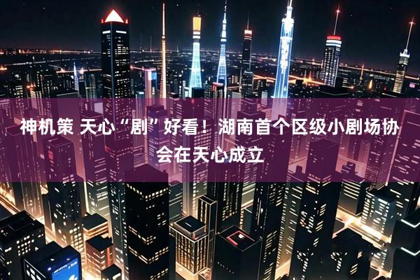 神机策 天心“剧”好看！湖南首个区级小剧场协会在天心成立